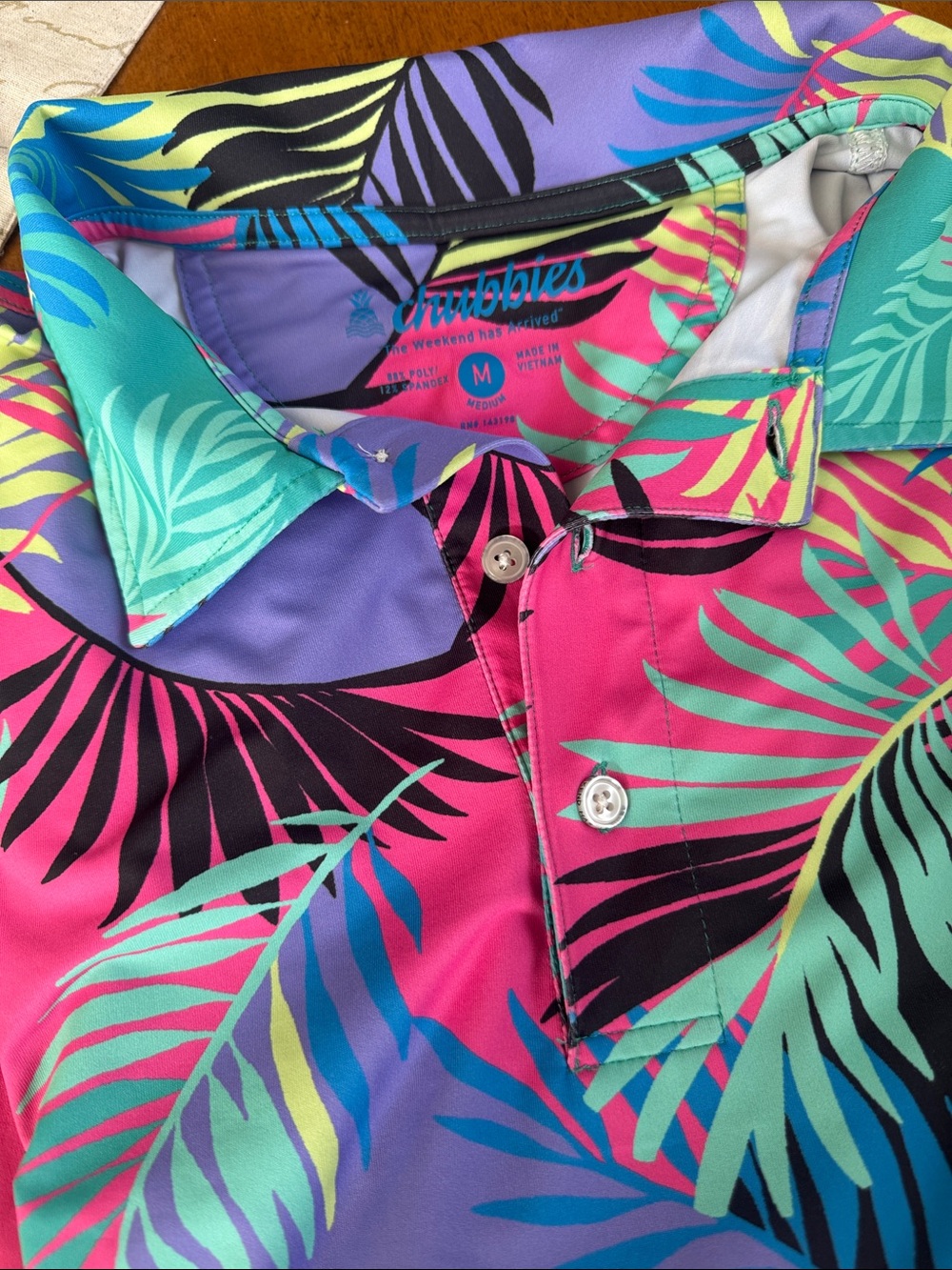 chubbies Tropical Palm Polo — Hot Pink, Teal & Lavender